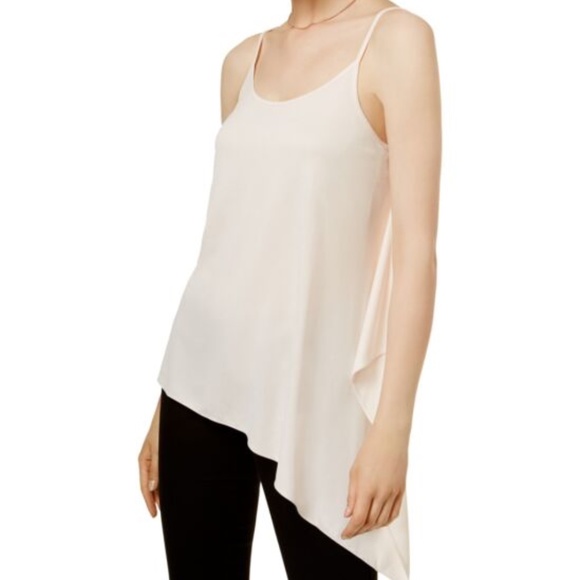 Bar III Tops - Bar III Ivory Just Blush Modal Asymmetrical Tank